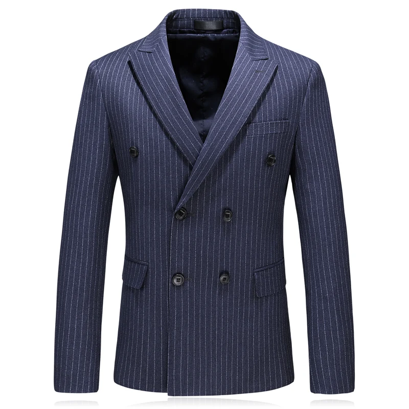 Мужской двубортный Блейзер весна осень 2019 приталенный полосатый клетчатый