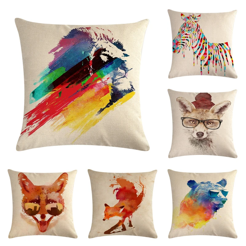 

Oil Painting Birds Zebra Cushion Cover 45*45cm Cotton Linen Wedding Decor Throw Pillowcase 1 Side Print Cojine