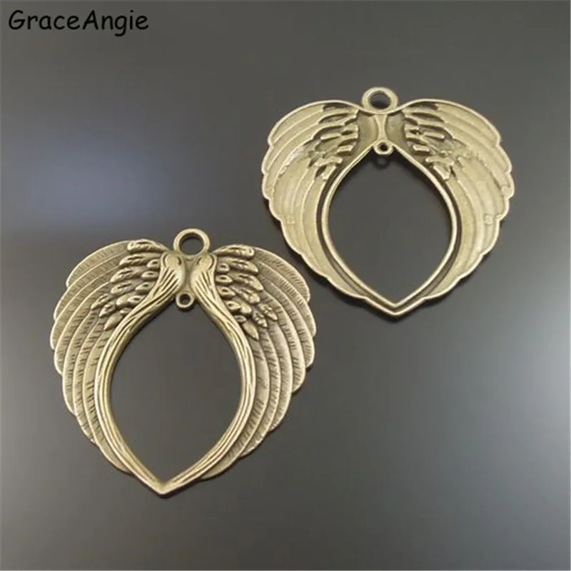 GraceAngie 3 шт. ангельские крылья стильный браслет ожерелье Подвеска Античная бронза
