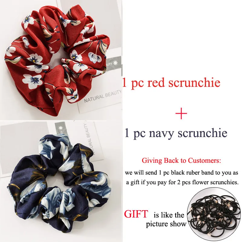 2 pcs scrunchies Модная повязка, аксессуары для волос, женские резинки для волос, конский хвост, держатель, цветы, резинки для волос для девушек - Цвет: 2 pcs scrunchies