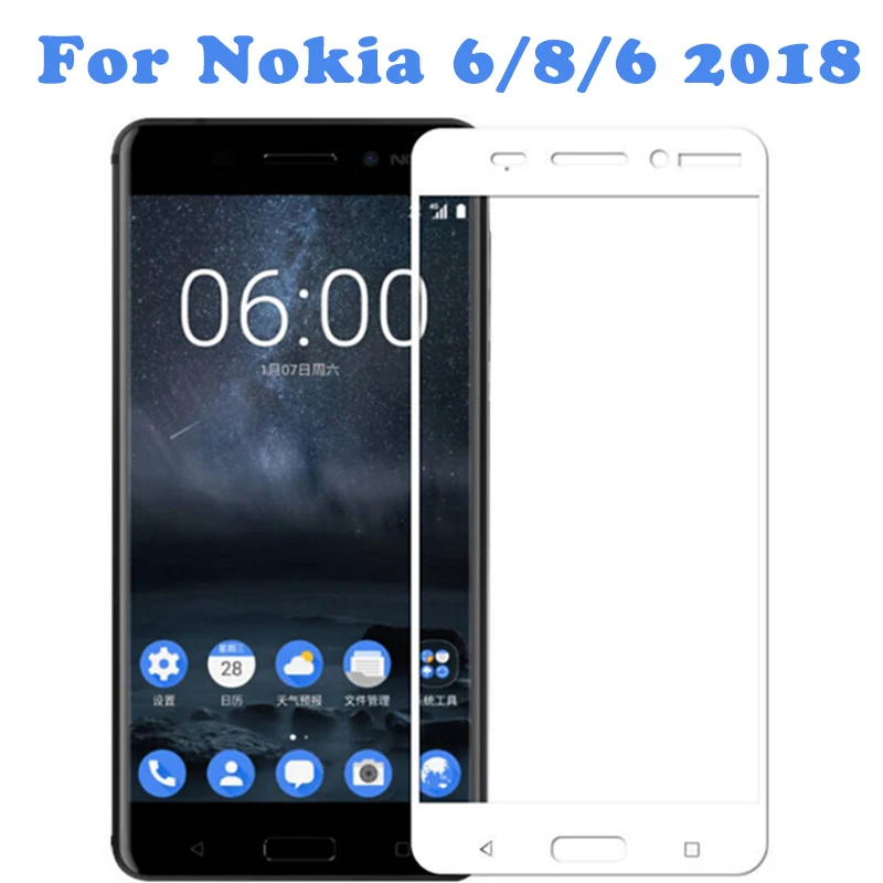 Полное покрытие стекло для nokia 6 8 Защита экрана закаленное от царапин защитная