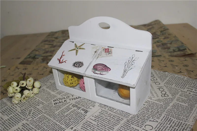 Креативная деревянная косметическая коробка для хранения вещей 2 решетки с