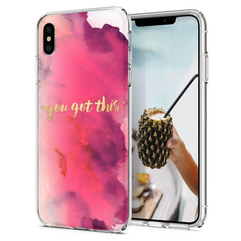 Мягкий чехол для iPhone X XS XR чехлы из ТПУ цветной пейзаж цветочный узор настроения