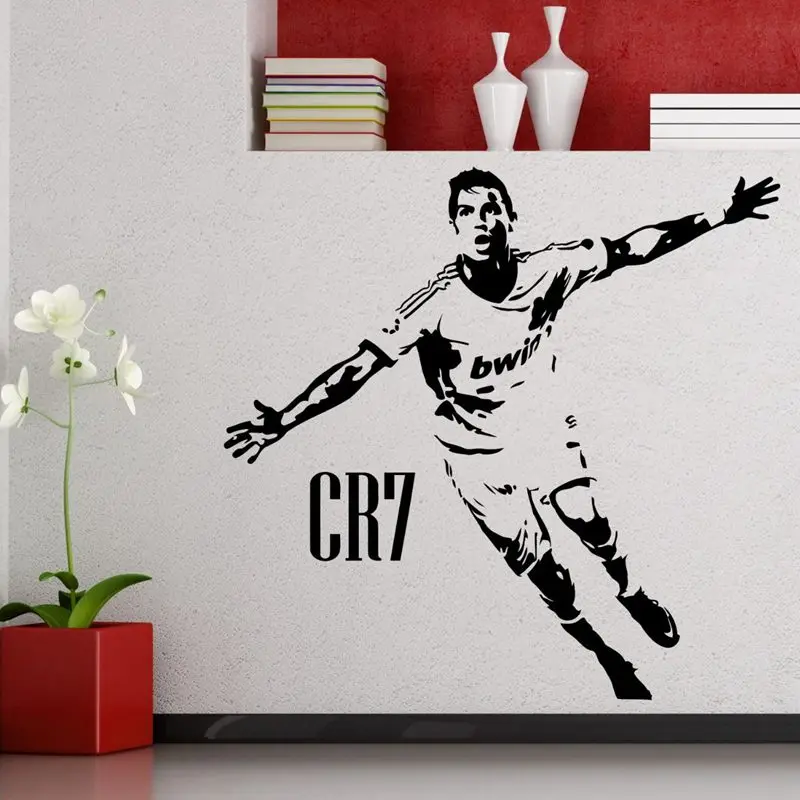 

Cristiano Ronaldo Football Player Sticker Sports Soccer Decal Helmets Kids Room Posters Vinyl Wall Decals Football Sticker