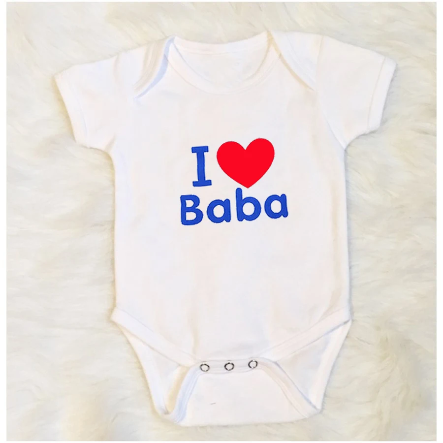 Хлопковый детский пляжный костюм с забавным принтом «I Love Baba» для маленьких мальчиков и девочек от 0 до 24 месяцев