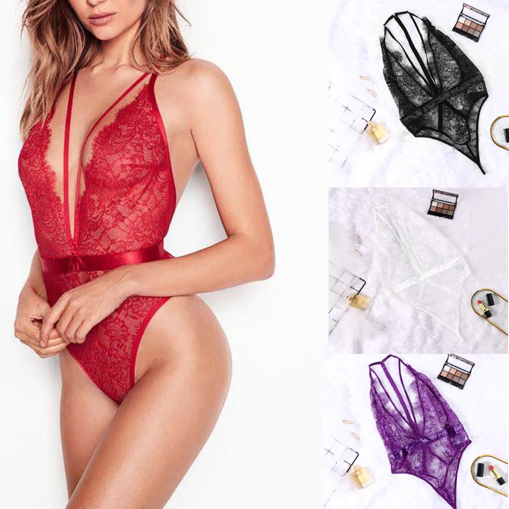 Women Underwear Flower Lace Mesh Cloth V Neck Sleepwear Strap Chemise Sexy Lingerie baby doll mujer intimo donna sexy hot porno |