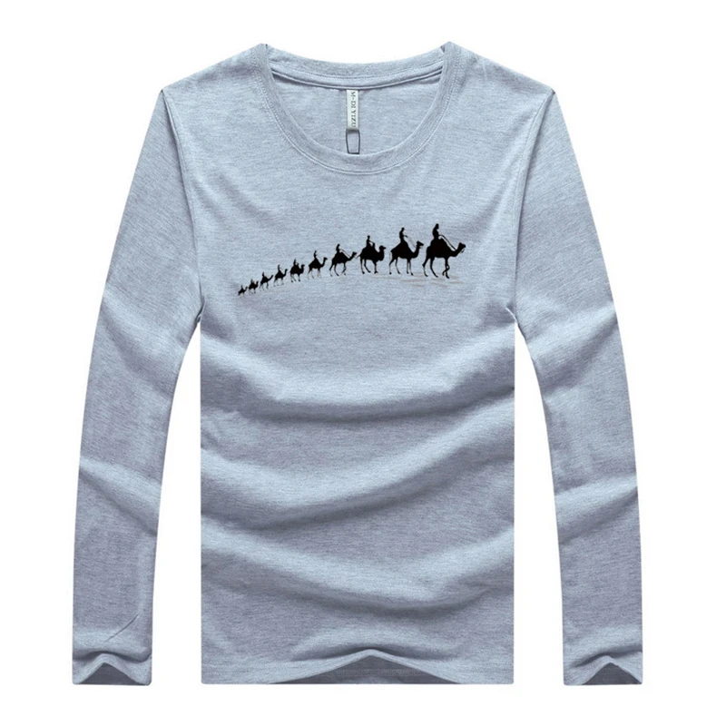 Plus Size 6xl T Shirt Men Long Sleeve New Fashion 2016 Men's Brand Clothing Casual Slim O-neck Cotton shirt Print Homme Tees | Мужская