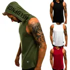 Новый мужской жилет для бега без рукавов с капюшоном для бодибилдинга, толстовка с мышечным жилетом, спортивная одежда для фитнеса, спортивная одежда с капюшоном, топ, размер 36-42
