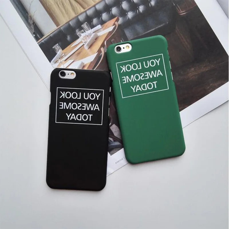 Simple Solid Green Color Letter Phone Case For iphone 5 5s SE 6 6S 6Plus 6sPlus Fashion Hard PC Back Cover Capa |