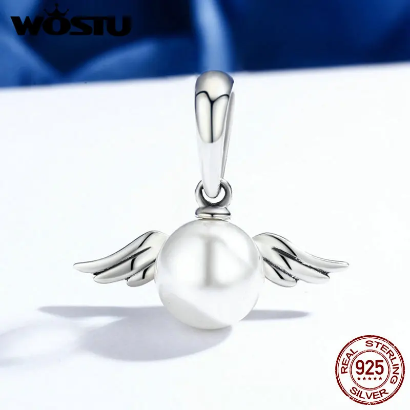 WOSTU Роскошный 100% Стерлинговое Серебро 925 пробы озорной ангел крыло перо