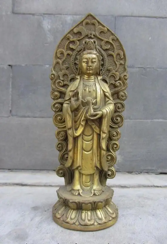 China Buddhism Brass Copper Guan Yin Kwan-yin Boddhisattva Goddess Buddha Statue | Дом и сад
