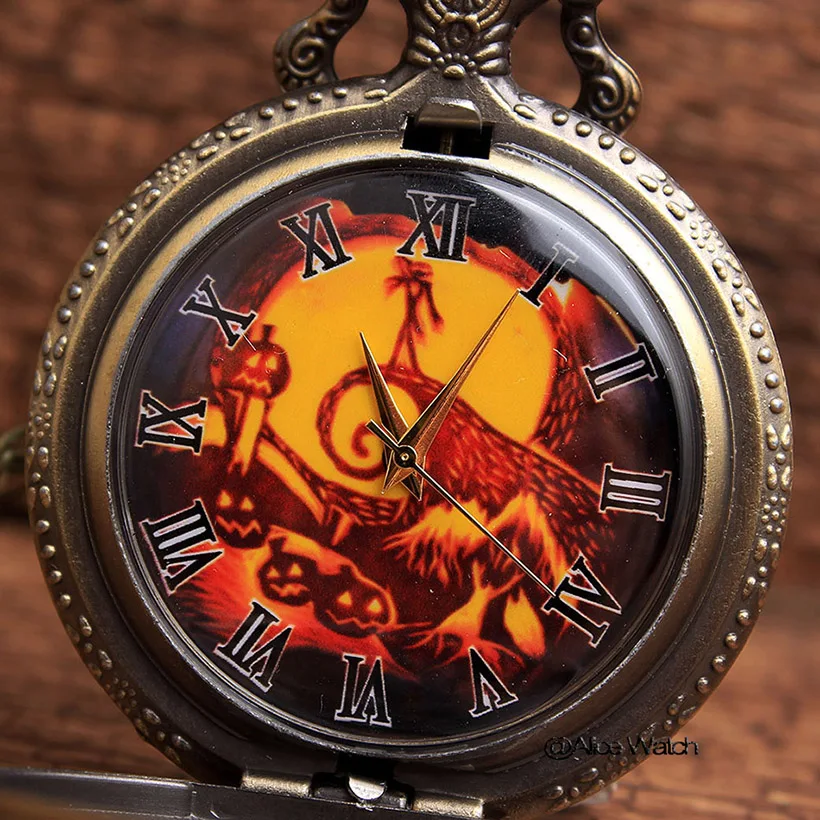 Винтажные Ретро карманные часы с резьбой Аниме Кошмар перед Рождеством ожерелье