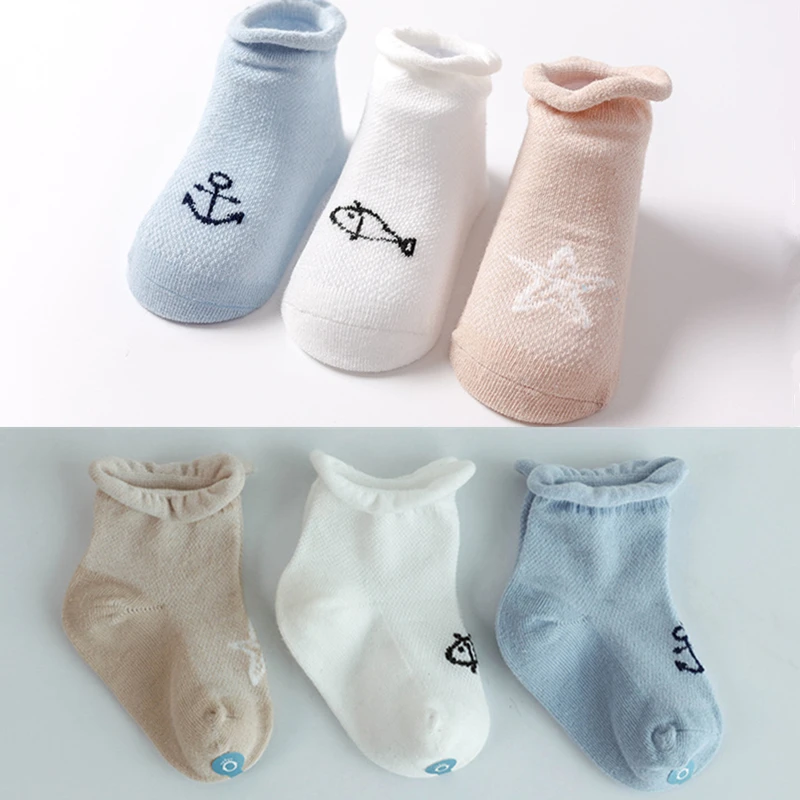 Детские носки 3 пары хлопковые сетчатые для детей летние тонкие до щиколотки