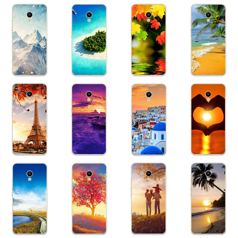 Закат Пляжный Пейзаж Pattern Силиконовый чехол для телефона защитный Fundas Meizu M3 M5 M6