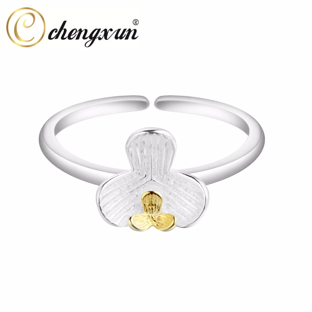 CHENGXUN золотые кольца в форме цветка для женщин и девушек серебряный цвет