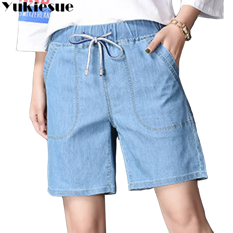 Шорты джинсовые женские с широкими штанинами винтажные свободные пляжные до