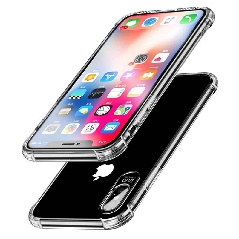 Ультратонкий Мягкий чехол из ТПУ для iPhone 6 6S 7 8 Plus прозрачный с полным покрытием X XS