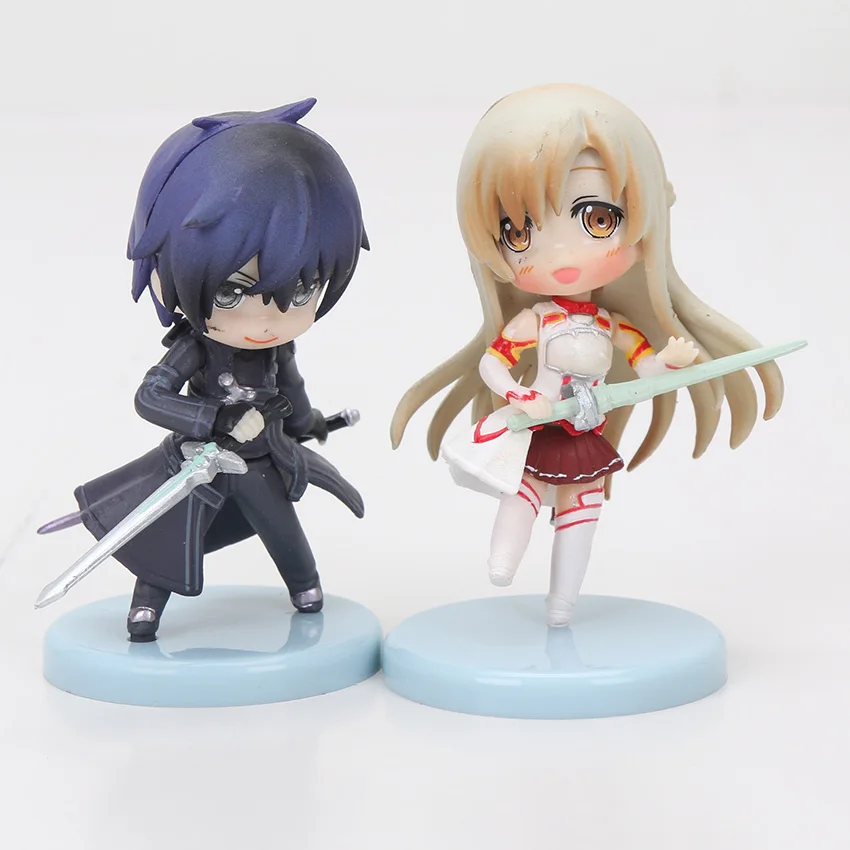 6 см 4 шт./компл. симпатичный Меч Art Online Набор фигурок(SAO), Kirito Asuna niitengo ver ПВХ игрушки