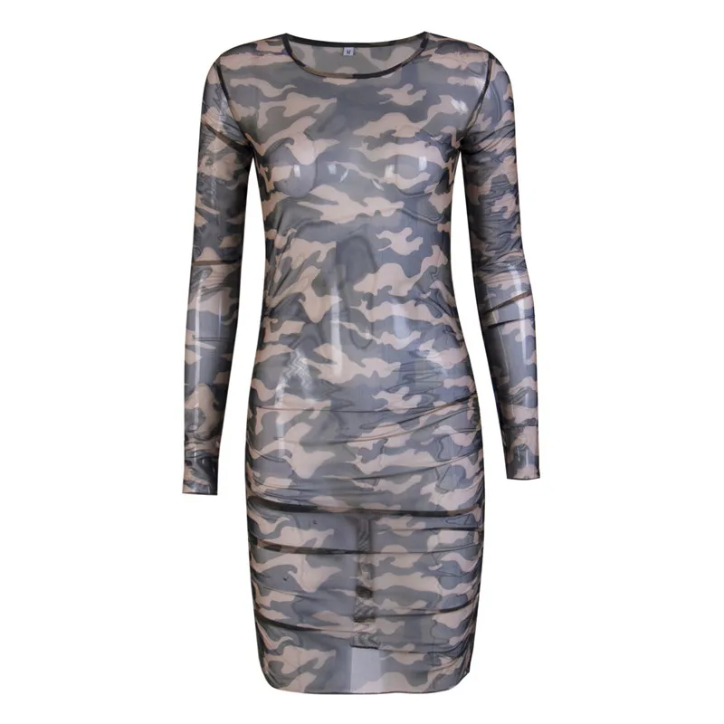 Сексуальное женское камуфляжное прямое платье с длинным рукавом|camouflage dress|straight