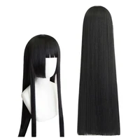 100cm kakegurui yumeko jabami cosplay wigs black straight heat resistant synthetic hair perucas cosplay wig wig cap