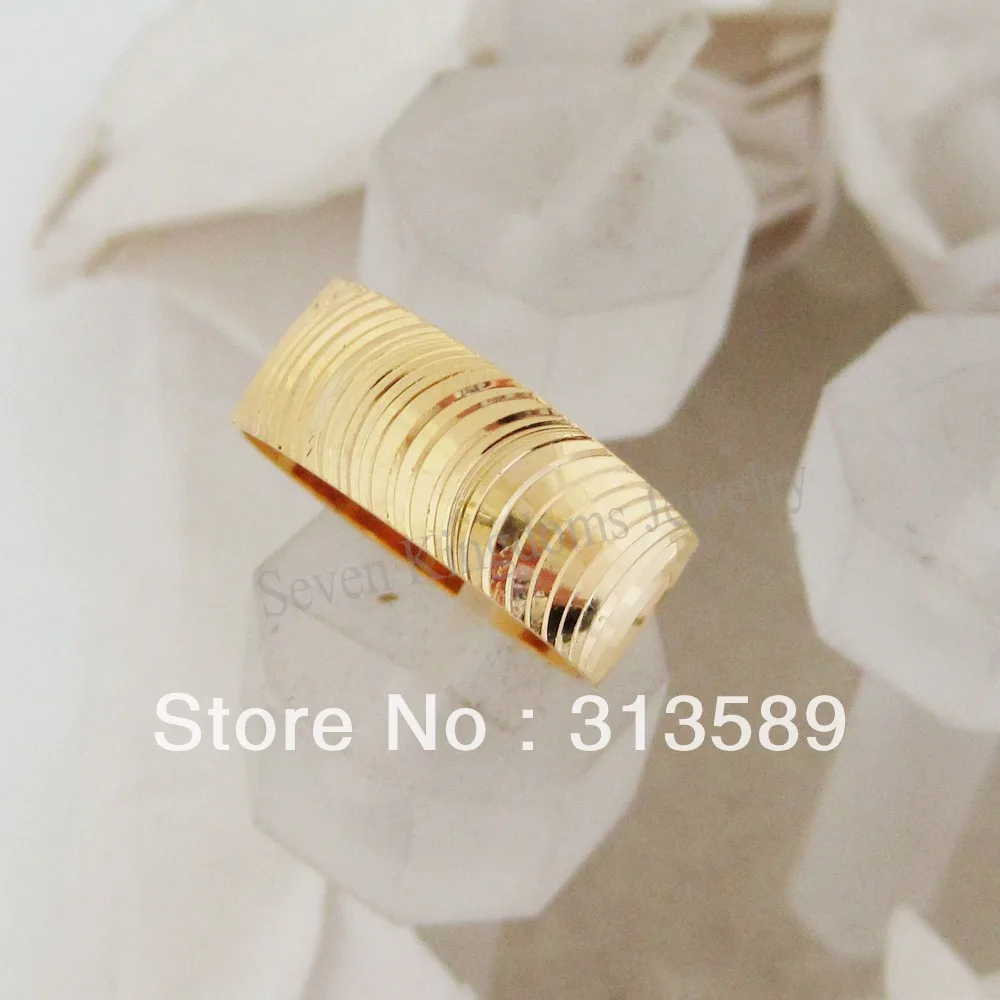 Новое обручальное кольцо GP с резным покрытием из желтого золота 8 мм SZ6 7 9 10 11