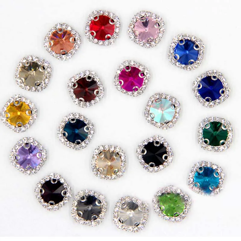Новинка 2017 года круглые стеклянные кнопки для шитья страз украшения свадебного