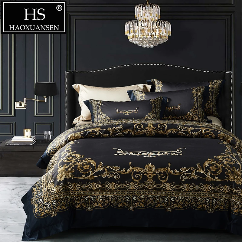 Роскошный комплект постельного белья из 4 предметов в стиле барокко с цифровой