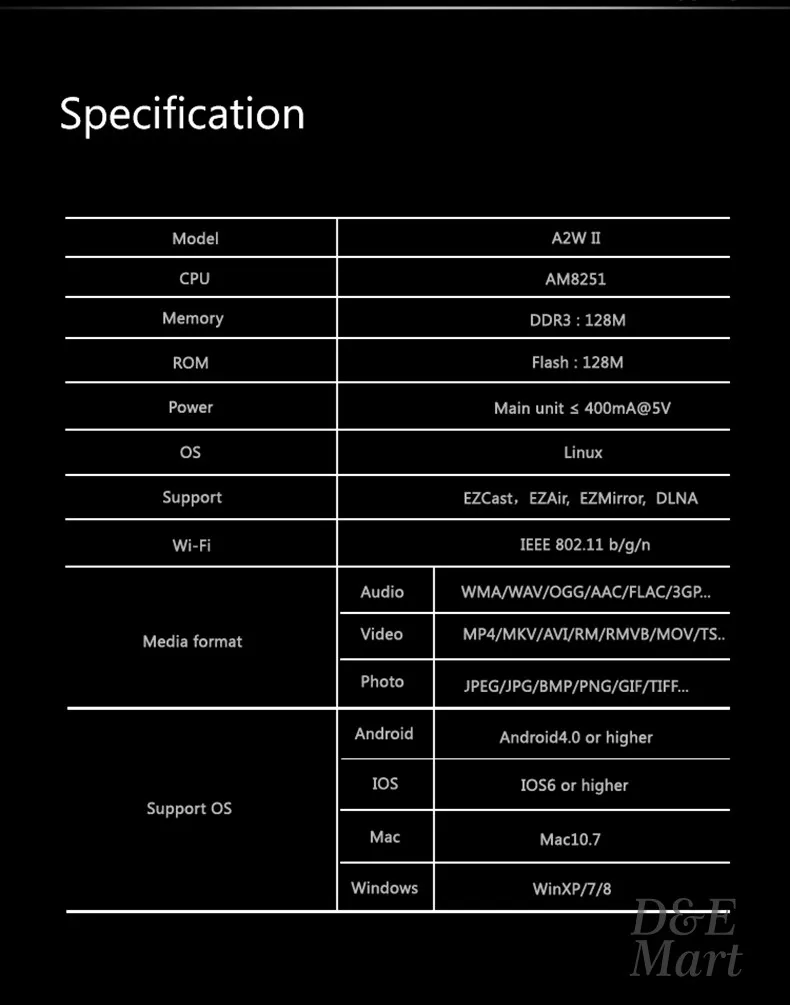 Measy A2W HDMI Miracast WiFi Дисплей ТВ приемник беспроводной ключ Ezcast Dlna Airplay Chromecast для Android, IOS, windows
