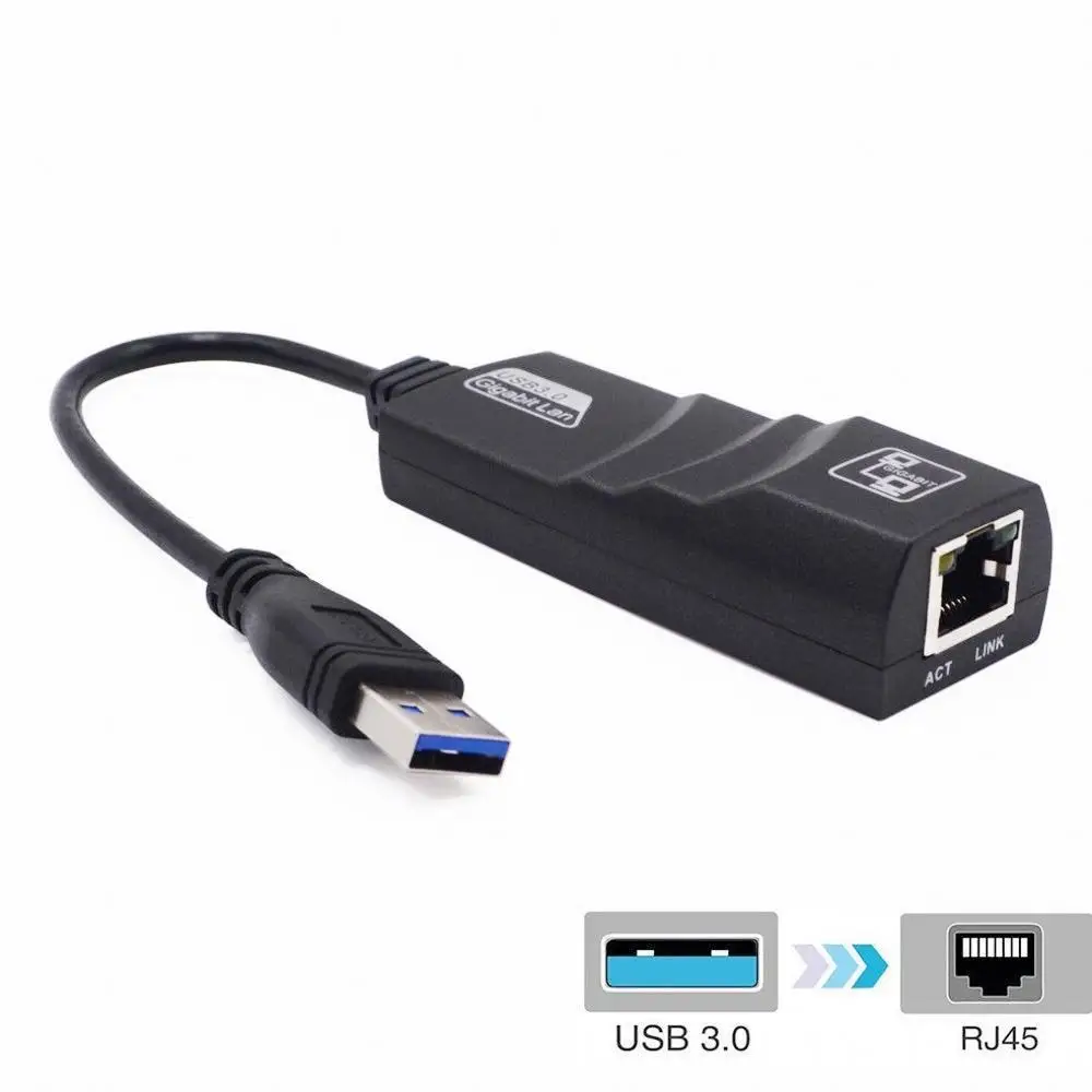Black USB 3.0 to 10/100/1000M Gigabit Network Ethernet LAN External Adapter Card RJ-45 For PC K laptop accessory | Компьютеры и офис