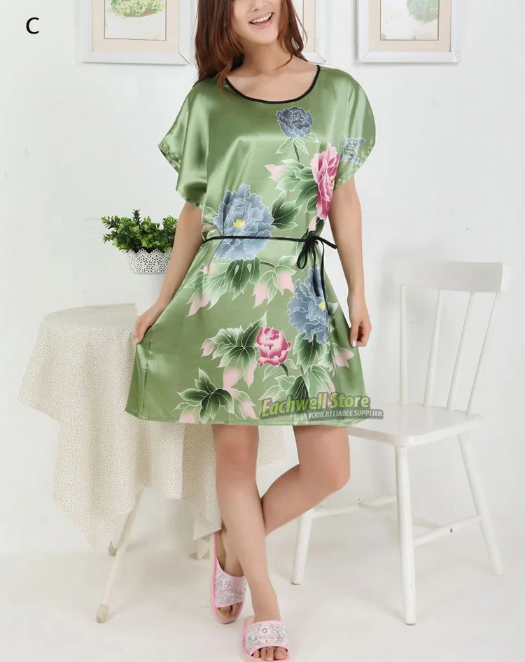 Летние Шорты рукавом Цветочные пикантные Для женщин шелковый халат Lady Девушка