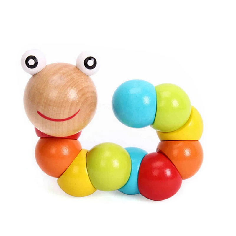 

Magical Colorful Insects Twist Wooden Children Kids Baby Fingers Flexible Training Science Educational Puzzle Cute Toys