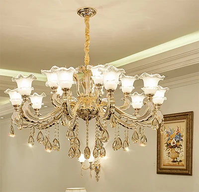 15 lights chandelier Современная люстра Гостиная светлое золото Хрустальная люстра Освещение Nordic современный светильник потолочный кристалл Люстры Спальня лампа люстра потолочная для зала люстра потолочная люстра в гостинную лофт декор - Цвет абажура: 15 lights chandelier