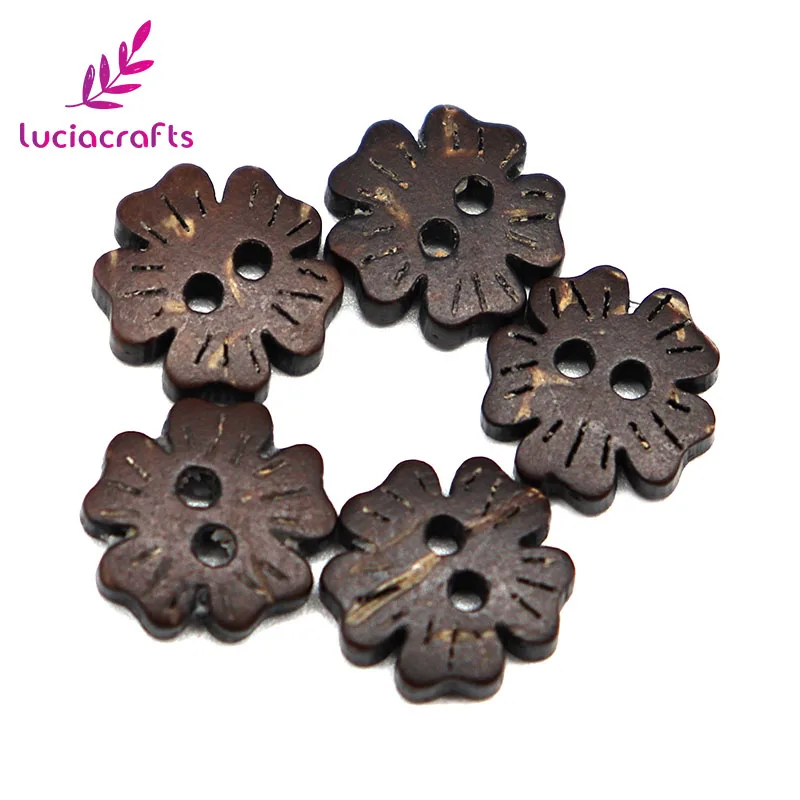 Lucia crafts 12 шт/24 шт 2 отверстия коричневый Кокосовая оболочка Швейные натуральные пуговицы Скрапбукинг Одежда DIY Аксессуары E0308