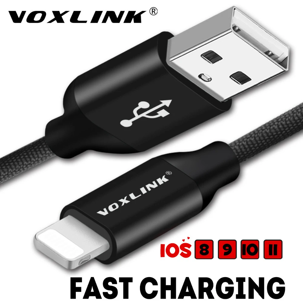 VOXLINK USB кабель для iPhone X Xs Max XR 5 V 2.4A быстрое устройство зарядки кабеля передачи