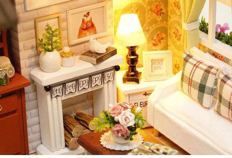 Muñeca casa miniatura DIY muñecas con muebles de casa de madera de juguetes para niños de regalo feliz veces Z08
