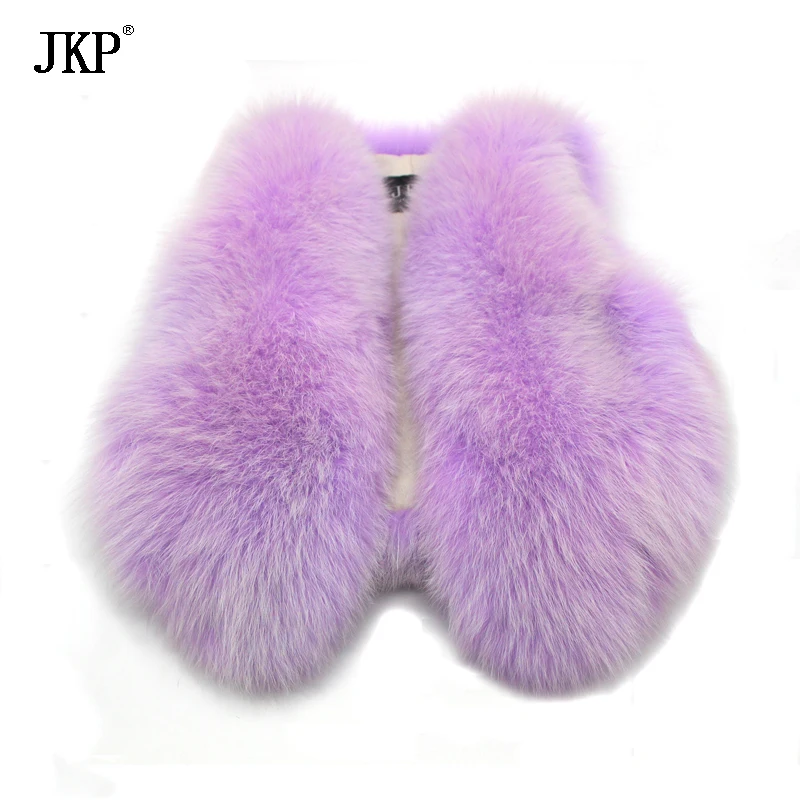 Зимняя детская одежда фиолетового цвета с натуральным лисьим мехом жилет для