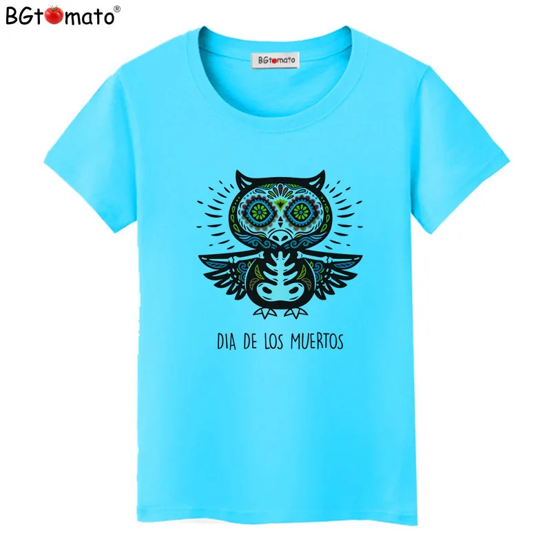 BGtomato T shirt Skull owl funny t shirts 2021 New style tshirt women Four colors cool top tees Cheap sale brand tee | Женская одежда