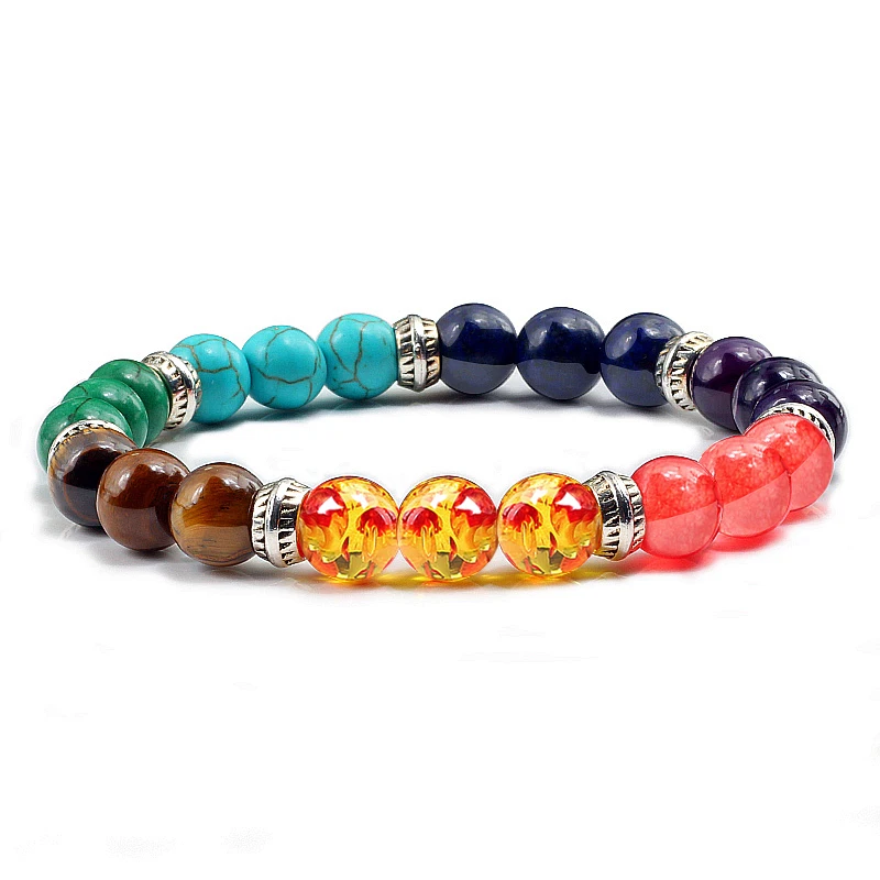 7 Chakra Natural Tiger Eye Stone Bracelets For Women Men Yoga Reiki Buddha Prayer Energy Stone Bracelet Healing Balance Jewelry