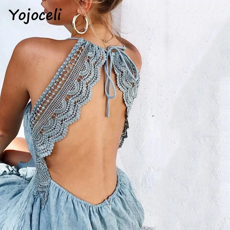 Yojoceli 2018 привлекательное кружевное вязаное платье женские пляжные в стиле бохо