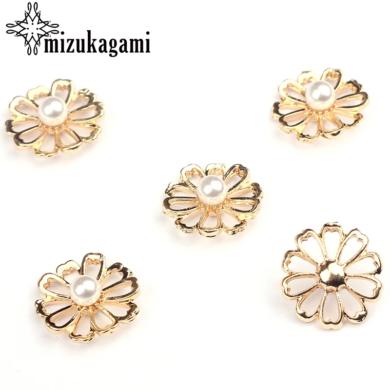 17 мм 10 шт./лот подвески из цинкового сплава с имитацией жемчуга золотые полые в