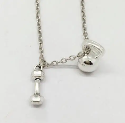 45 Тяжелая тяга медальон для ожерелья гантели винтажные серебряные талисманы