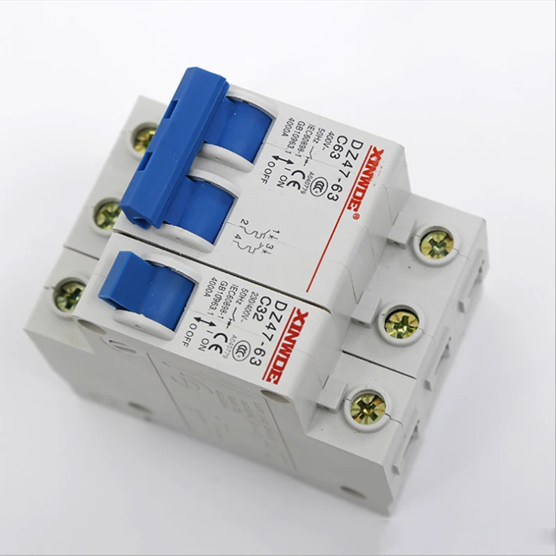 DZ47 63 6A 10A 16A 2P AC 230V или 400V 20A 25A 32A 40A 50A 63A Мини выключатель MCB