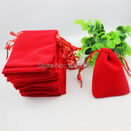

10x12cm 50Pcs/lot Red Velvet Drawstring Pouch Bag/Jewelry Bag Christmas/Wedding Gift Bag (K00197)