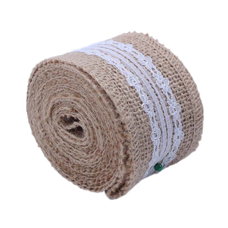 2 5 м Конопля с кружевной отделкой ленты деревенский Свадебный декор полосатые