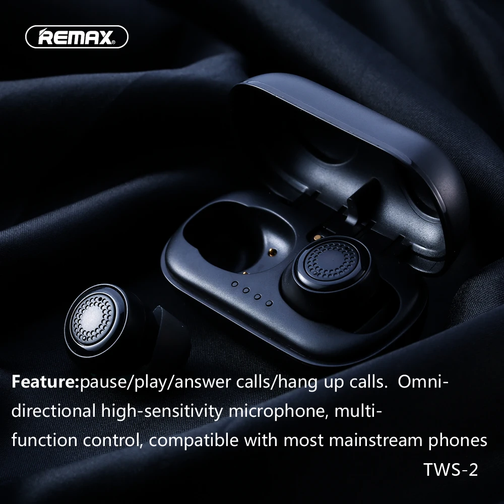Remax TWS 2 Беспроводная гарнитура Bluetooth 5 0 наушники Близнецы с зарядной коробкой
