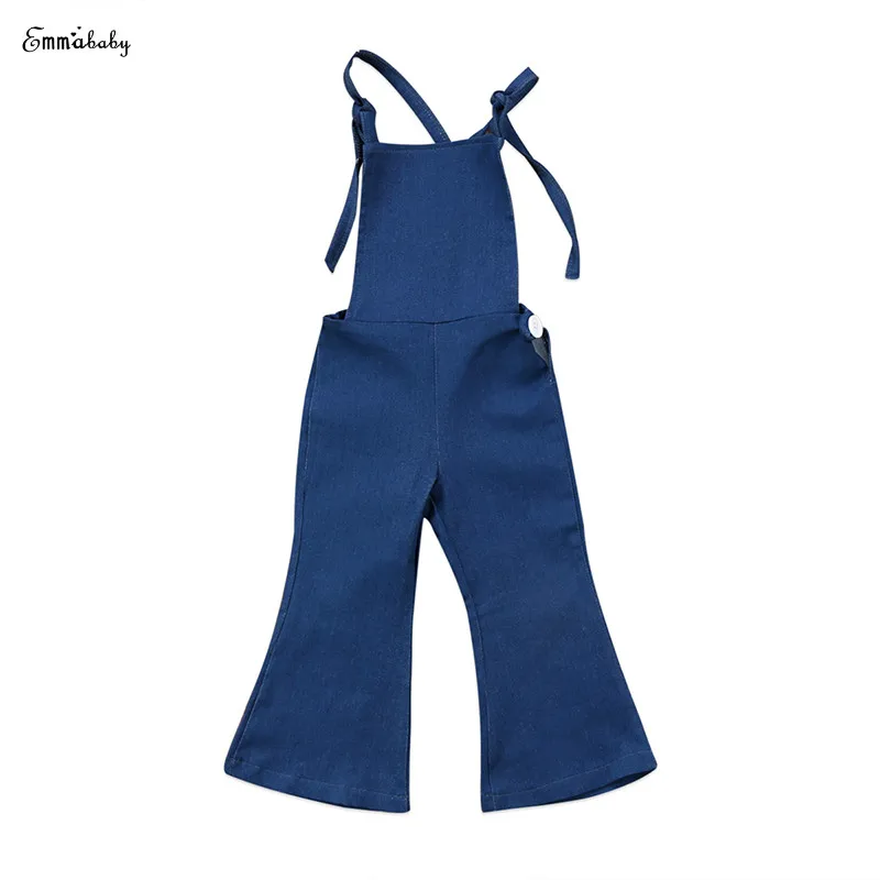 Детский джинсовый комбинезон с открытой спиной и лямкой на шее|girls romper|kid girl