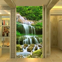 custom 3d wall murals wallpapers waterfalls forest nature landscape photo wall cloth living room wall home decor papel de parede