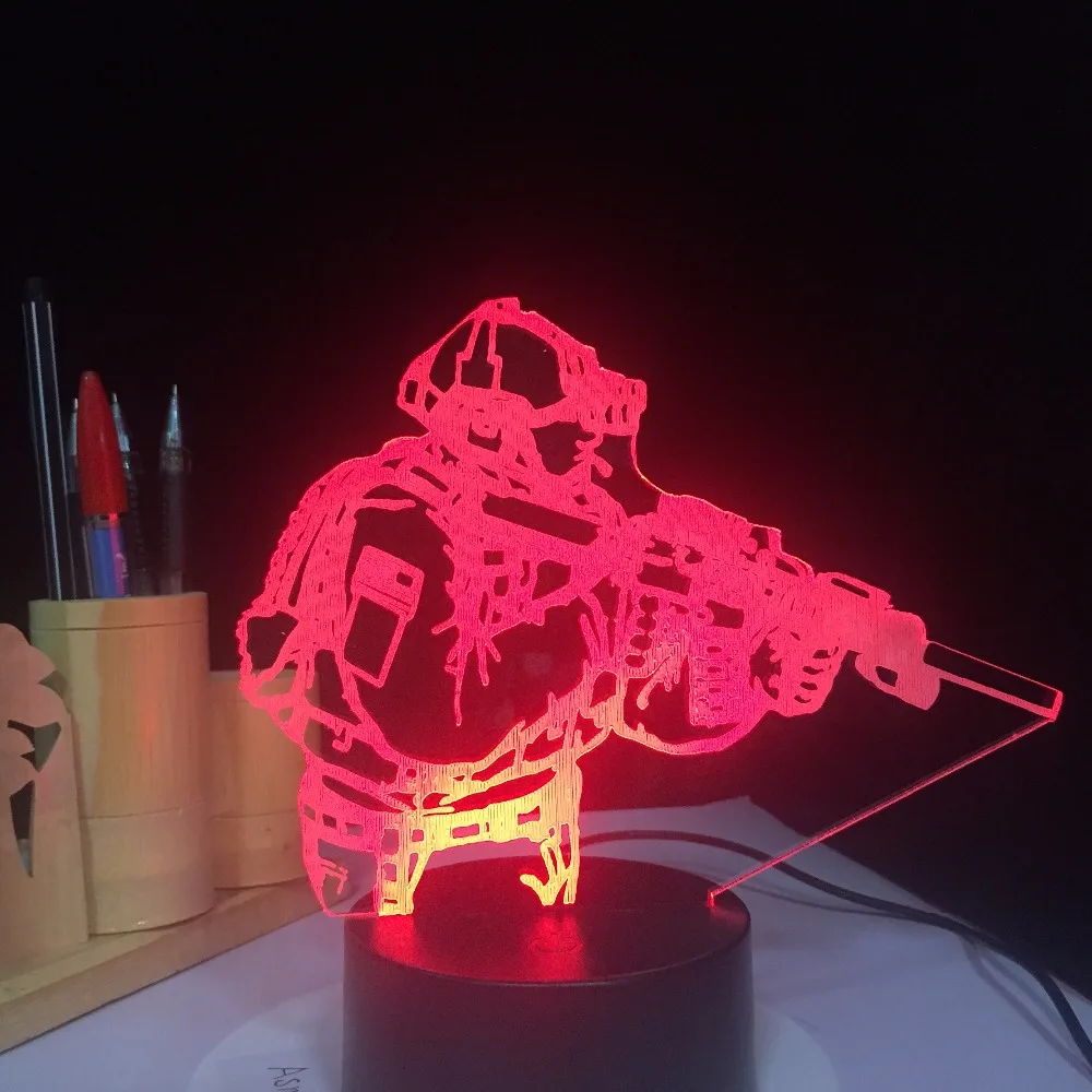 Армейский солдат USB 3D лампа 7 цветов Сенсорное дистанционное управление