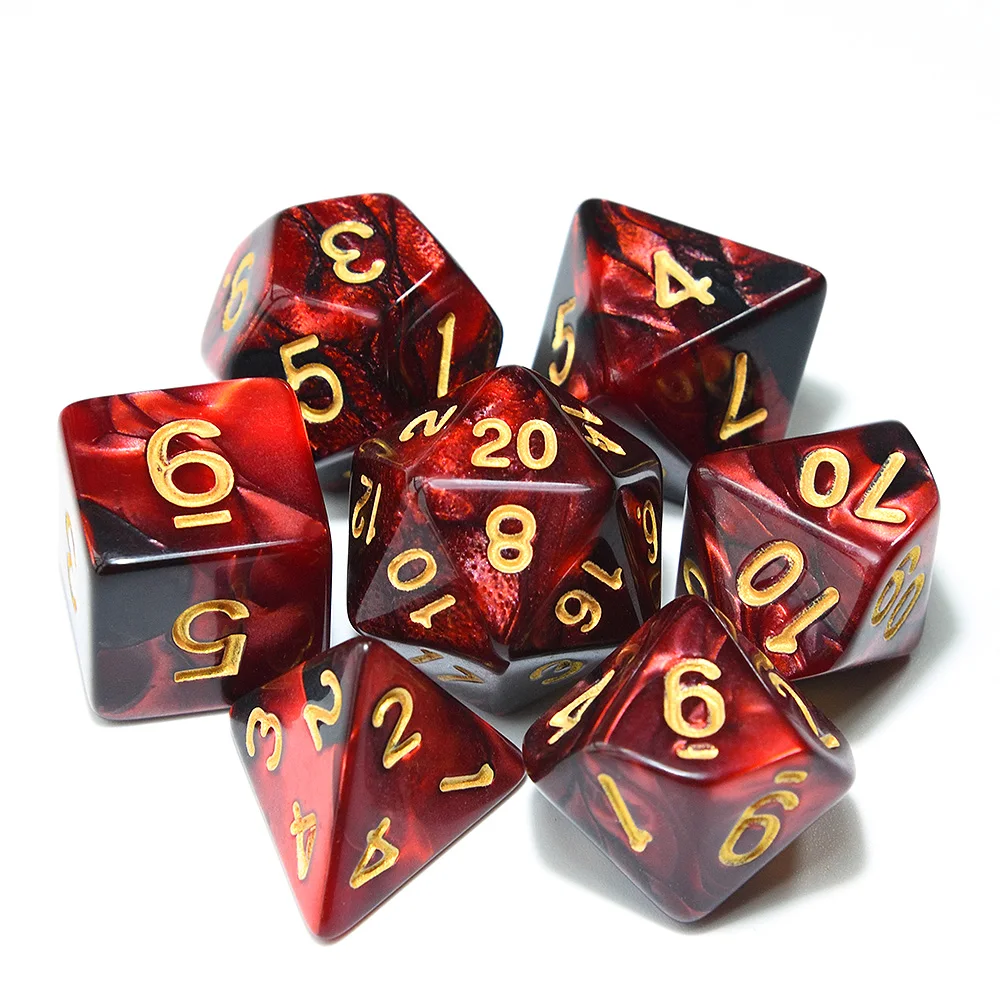 Многогранные DnD смешанные цвета кости 7 шт./компл. для ролевой игры «Подземелья и Драконы настольные игры D4, D6, D8, D10, D%, D12, D20