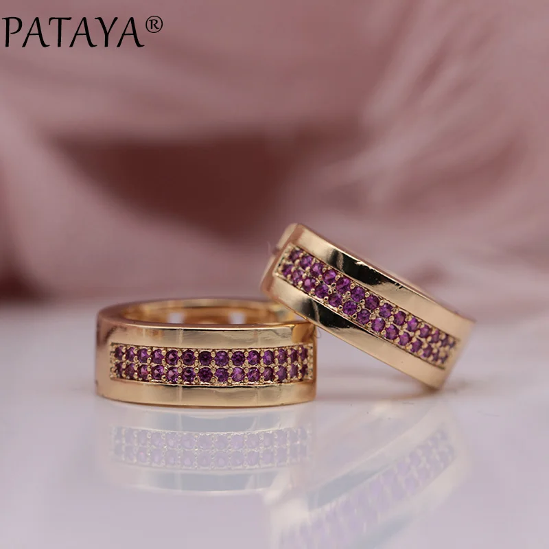 rose red PATAYA, новинка 585, розовое золото, микро воск, инкрустация, четыре цвета, натуральный циркон, свисающие серьги, для женщин, прекрасный стиль, цветы, резьба, ювелирное изделие - Окраска металла: rose red